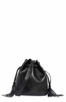 BCBG Tasseled Faux Leather Bucket Bag