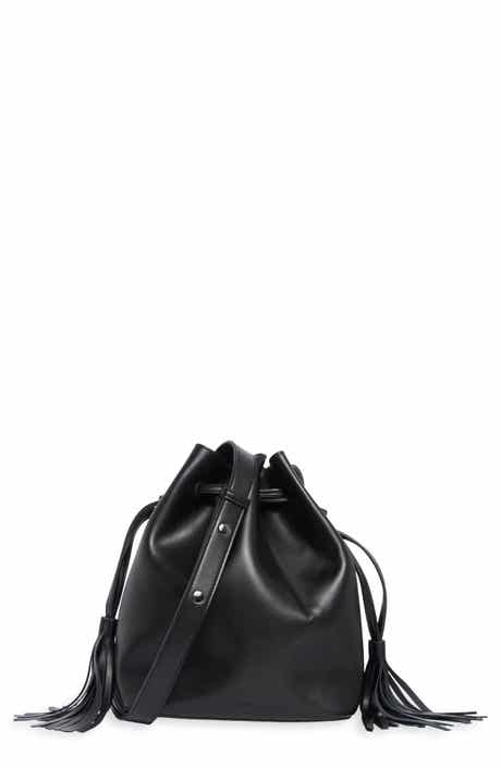 BCBG Tasseled Faux Leather Bucket Bag