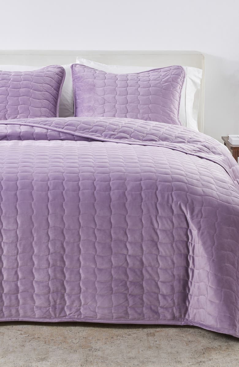 Woven & Weft Velvet Box Stitch Quilt Set, Main, color, Lavender