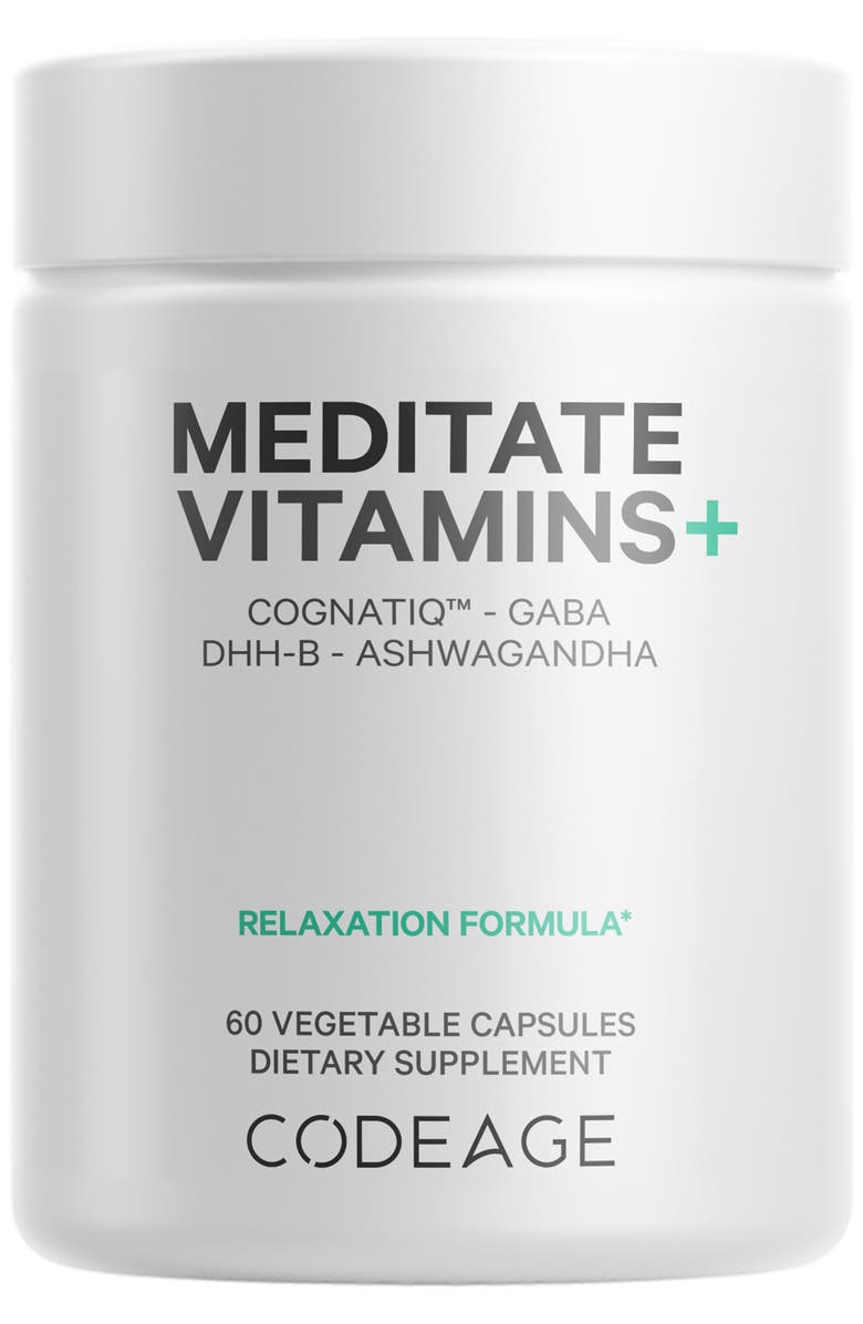Codeage Meditate - GABA, NeuroFactor, Ashwagandha & DHH-B Supplement, Main, color, White