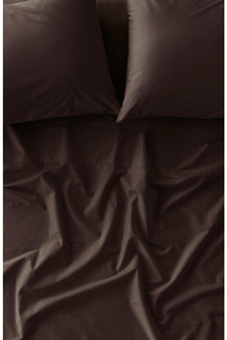 Organic Cotton Organic Cool-Air Percale Sheet Set, Alternate, color, French Roast