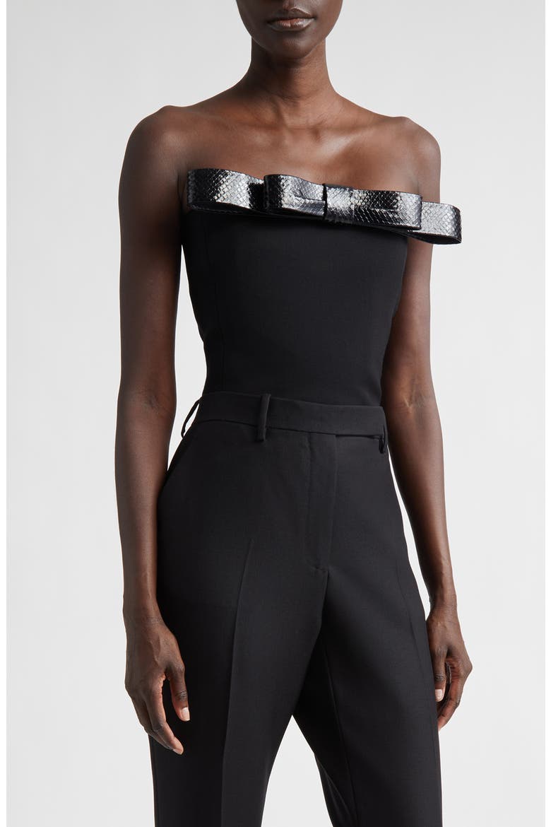 Wool Grain de Poudre Strapless Top, Main, color, BLACK
