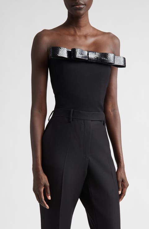 Wool Grain de Poudre Strapless Top