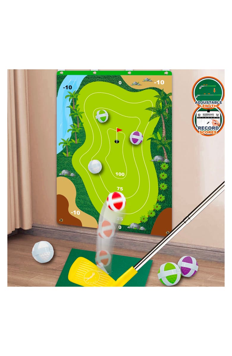 Trimate Golf Game Chipping Mat and Accessories, Training and Practice Golf Travel Set 3+, Alternate, color, Multicolored