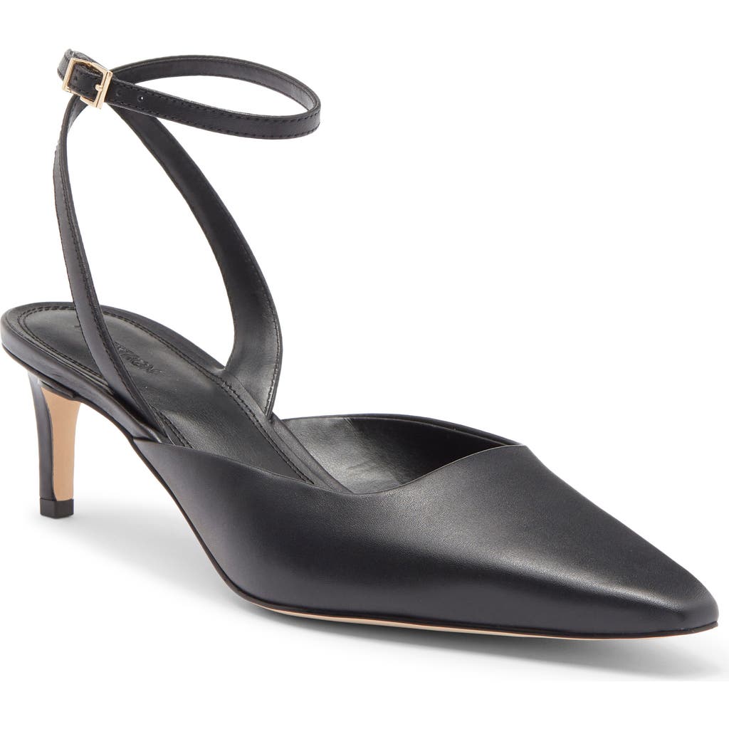 Nordstrom Greenwich Ankle Strap Pointed Toe Slingback Pump In Black