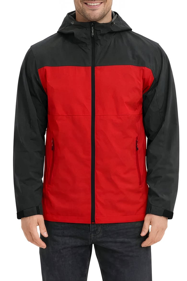 Defender Water Resistant Hooded Jacket, Main, color, BLACK/ CHILIPEPPER