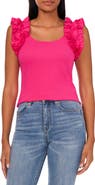 CeCe Ruffle Shoulder Rib Tank
