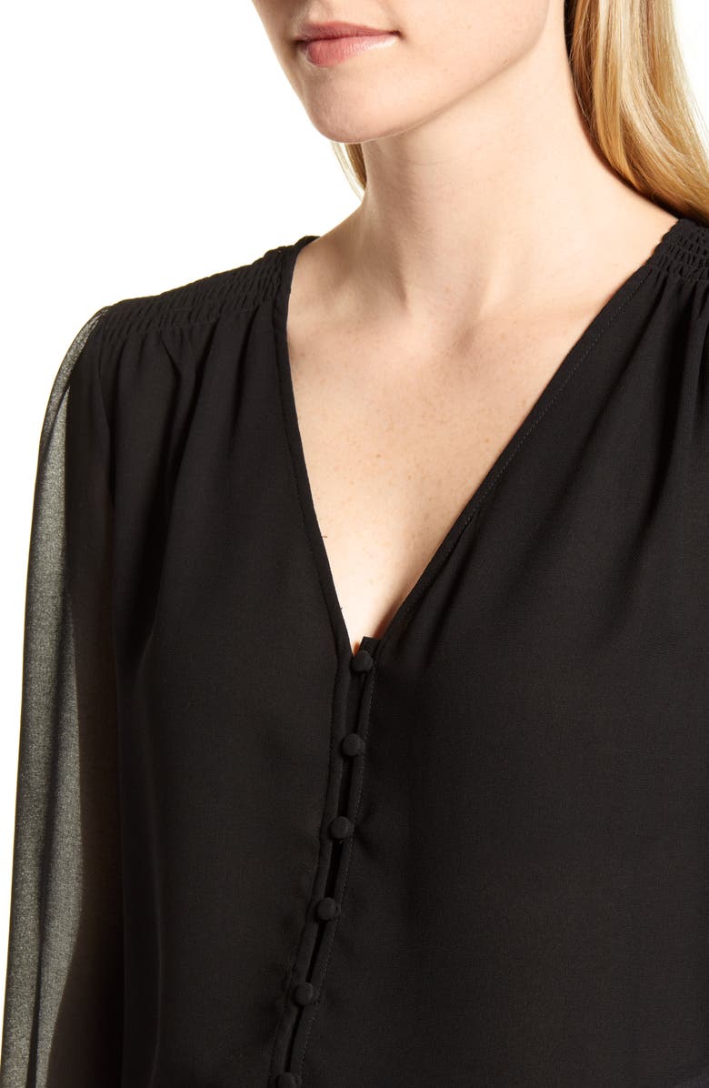 1.STATE Smocked Detail Button-Up Blouse, Alternate, color, 