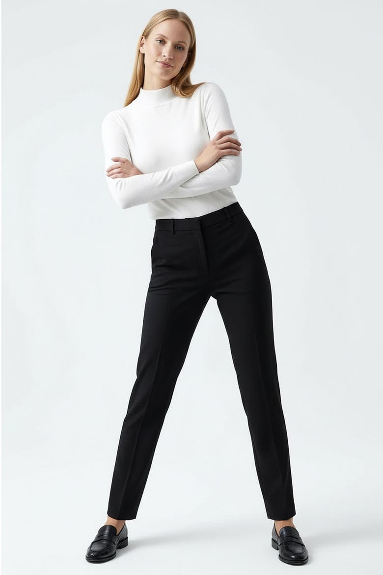 High Waist Woven Pants, Alternate, color, BLACK