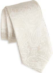 BOSS Ivory Paisley Jacquard Silk Blend Tie