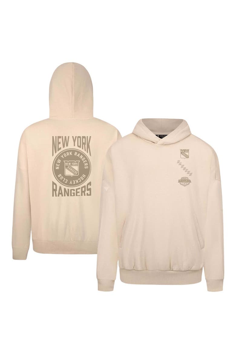 Men's Levelwear Cream New York Rangers Contact Stamp Pullover Hoodie, Main, color, Cream
