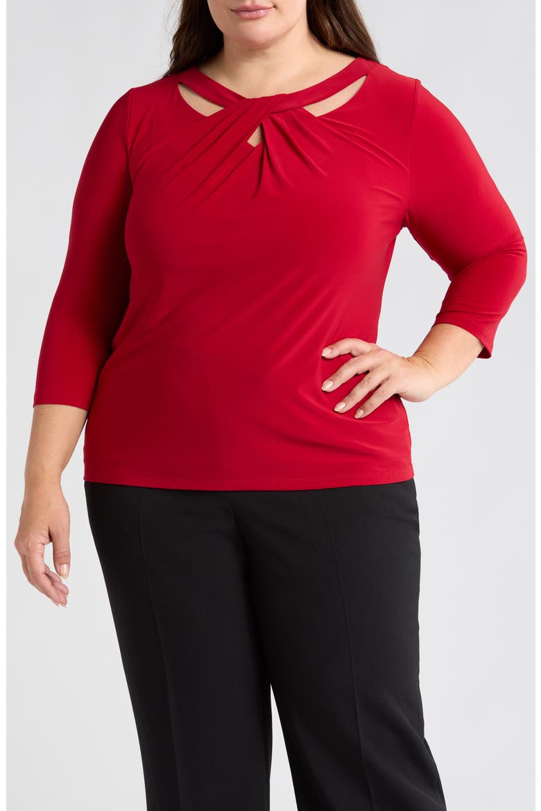 Twist Neck Cutout Top, Main, color, FIRE RED