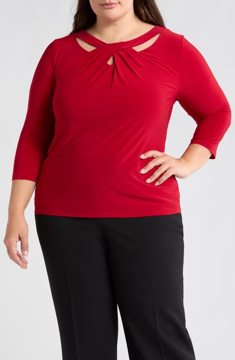Twist Neck Cutout Top (Plus)