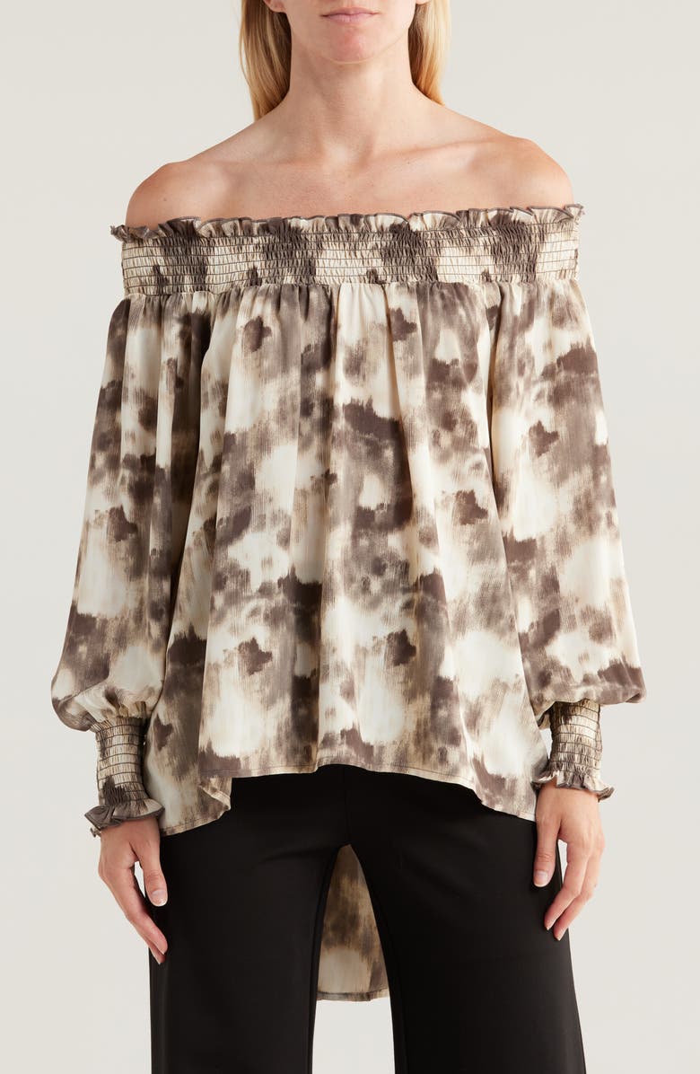 PATRIZIA LUCA Off the Shoulder High-Low Top, Main, color, Grey