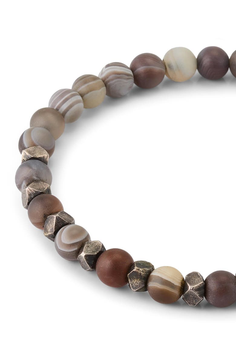 6mm Matte Agate Bead With Burnished Silver Bead, Alternate, color, GREY