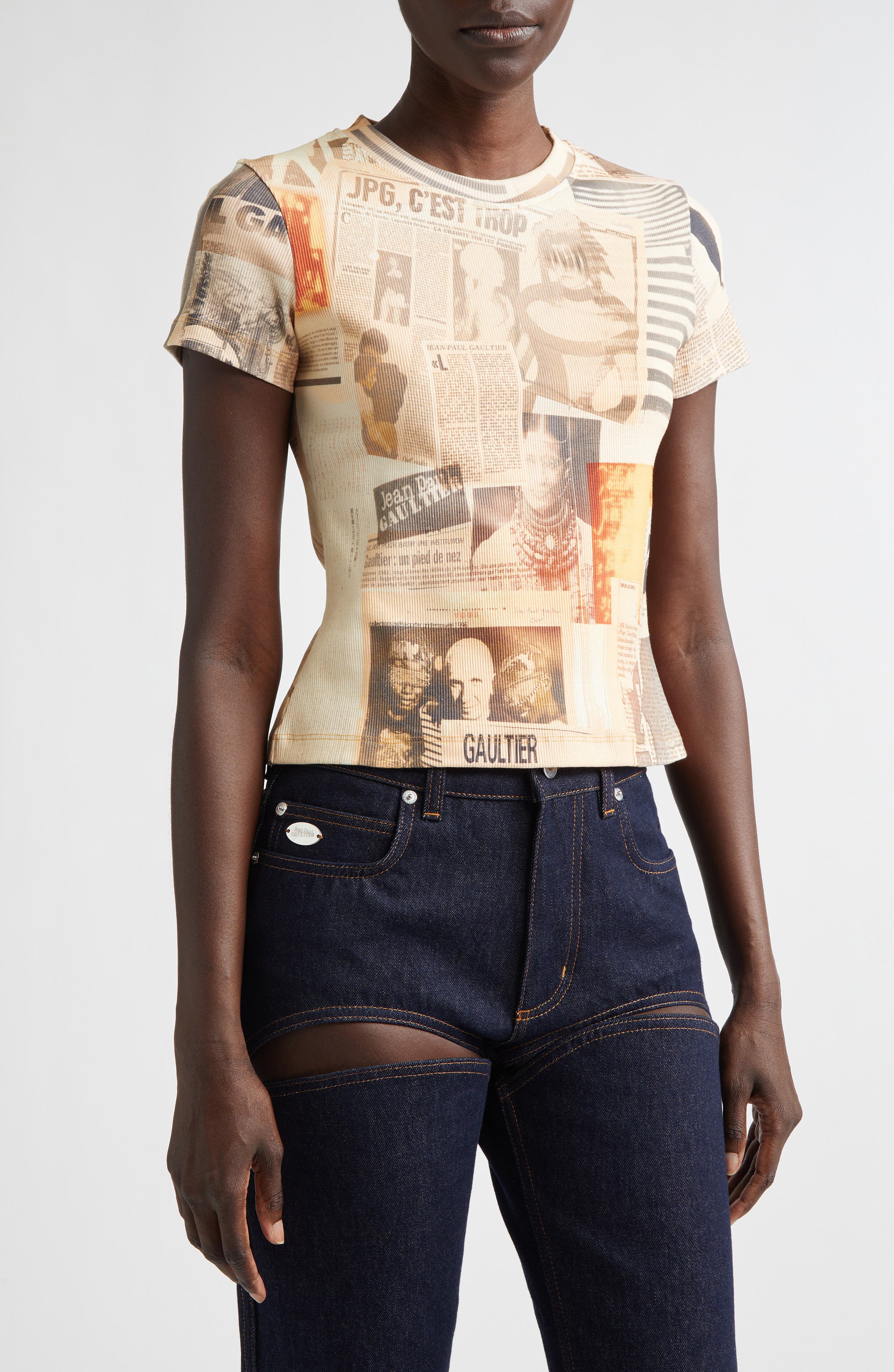 Journal Print Rib T-Shirt (Women) | Nordstrom