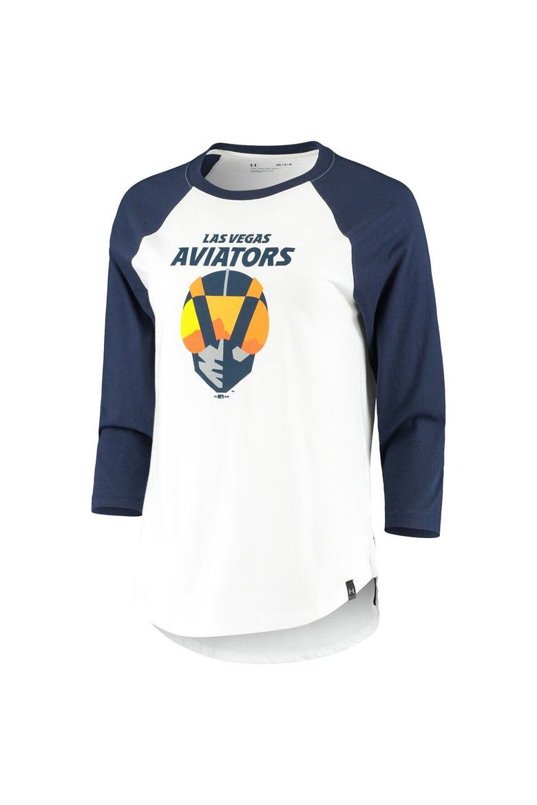 Women's Under Armour Navy/White Las Vegas Aviators Three-Quarter Sleeve Baseball T-Shirt, Alternate, color, Navy