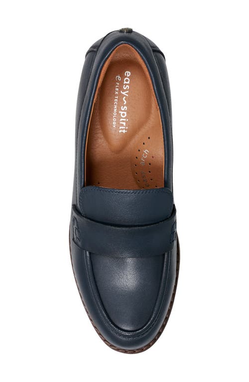 Easy Spirit Charli Block Heel Loafer In Dark Blue