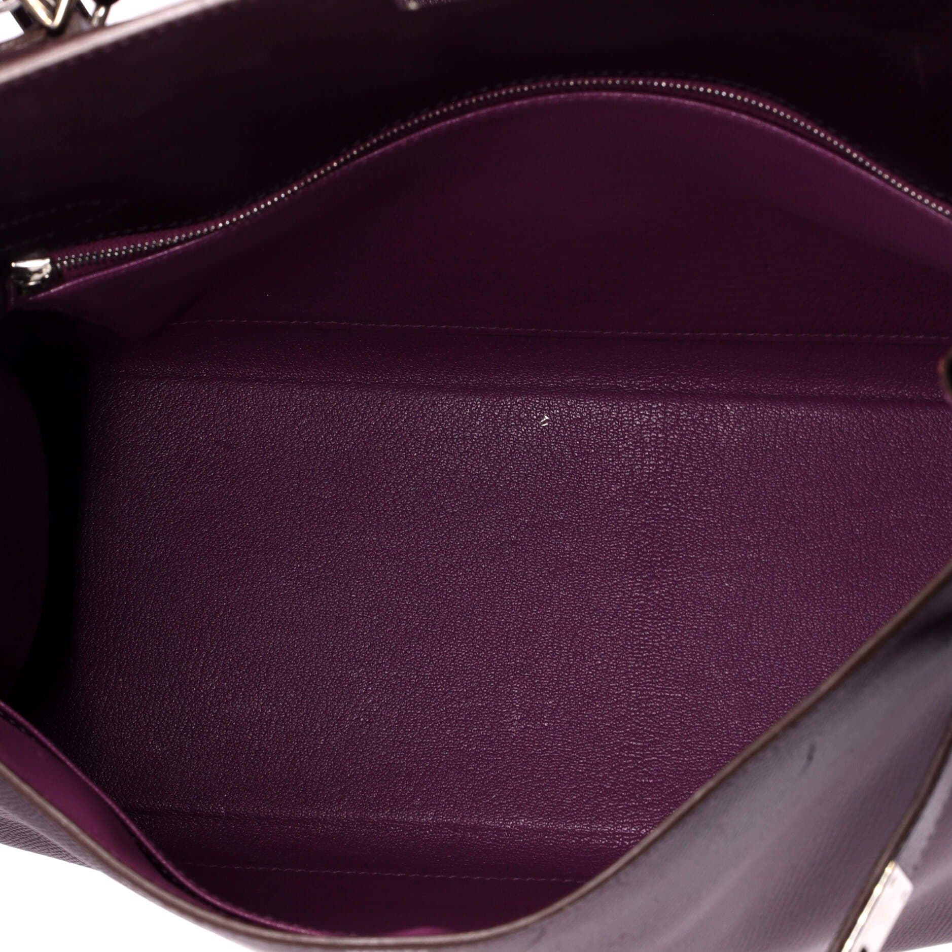 Pre-Owned Hermes Kelly Handbag Bicolor Epsom with Palladium Hardware 32, Alternate, color, Bicolor-Raisin/Cyclamen