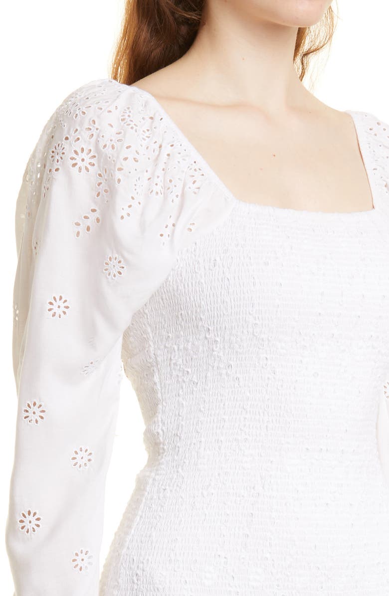 LoveShackFancy Jayce Long Sleeve Minidress, Alternate, color, 