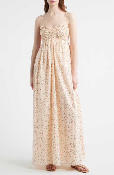 Presa Dot Sweetheart Neck Maxi Dress