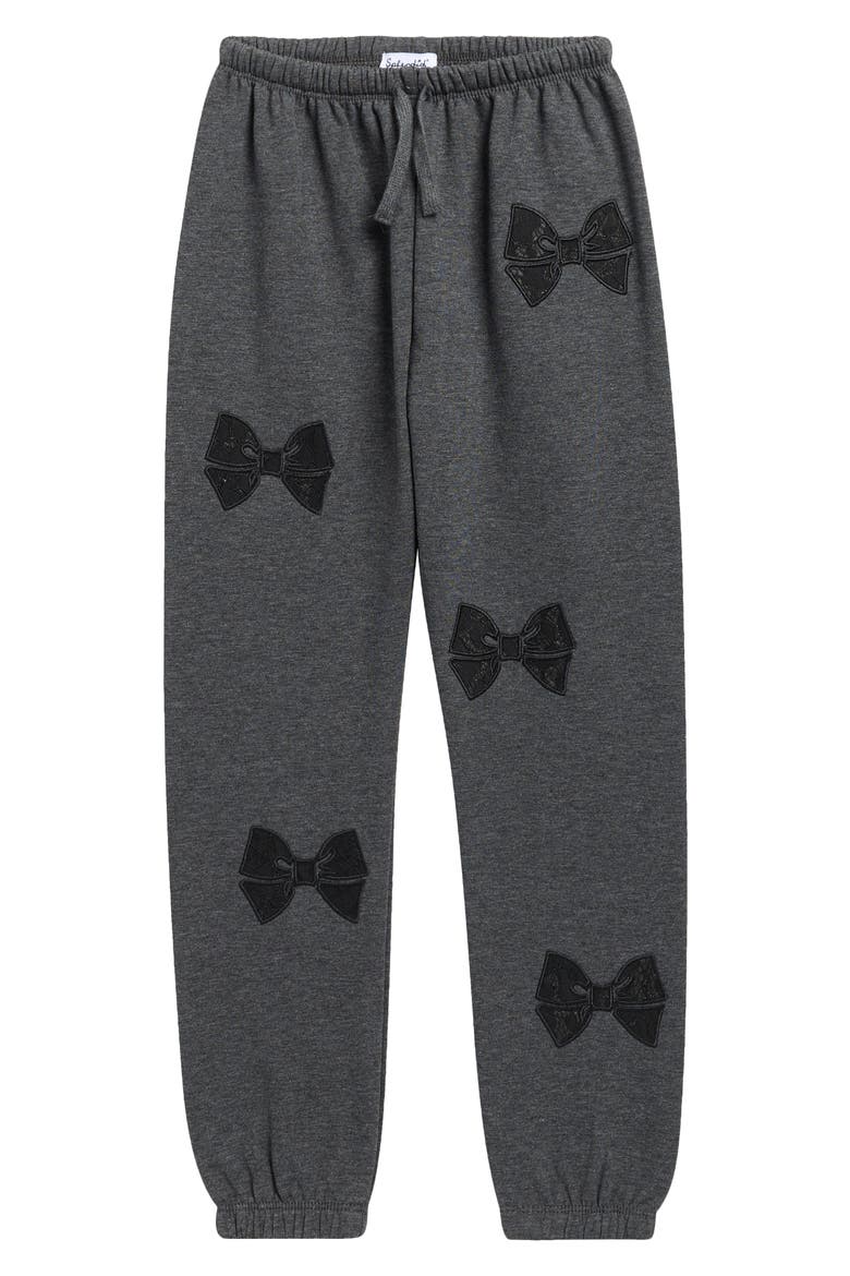 Kids' Lace Bow Sweatpants, Main, color, HEATHER CHARCOAL