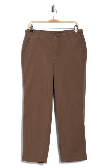Nydj Marilyn Ankle Straight Leg Twill Pants In Brown