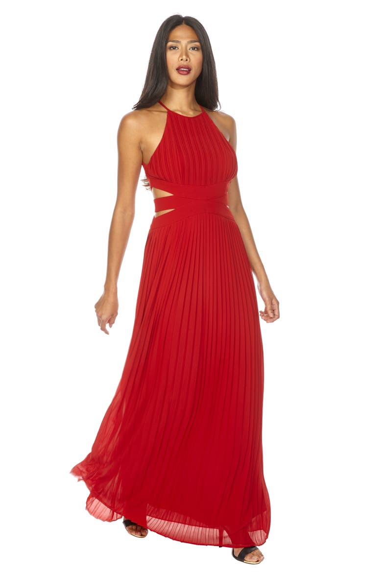 Boston Cutout Maxi Dress, Alternate, color, RUBY RED