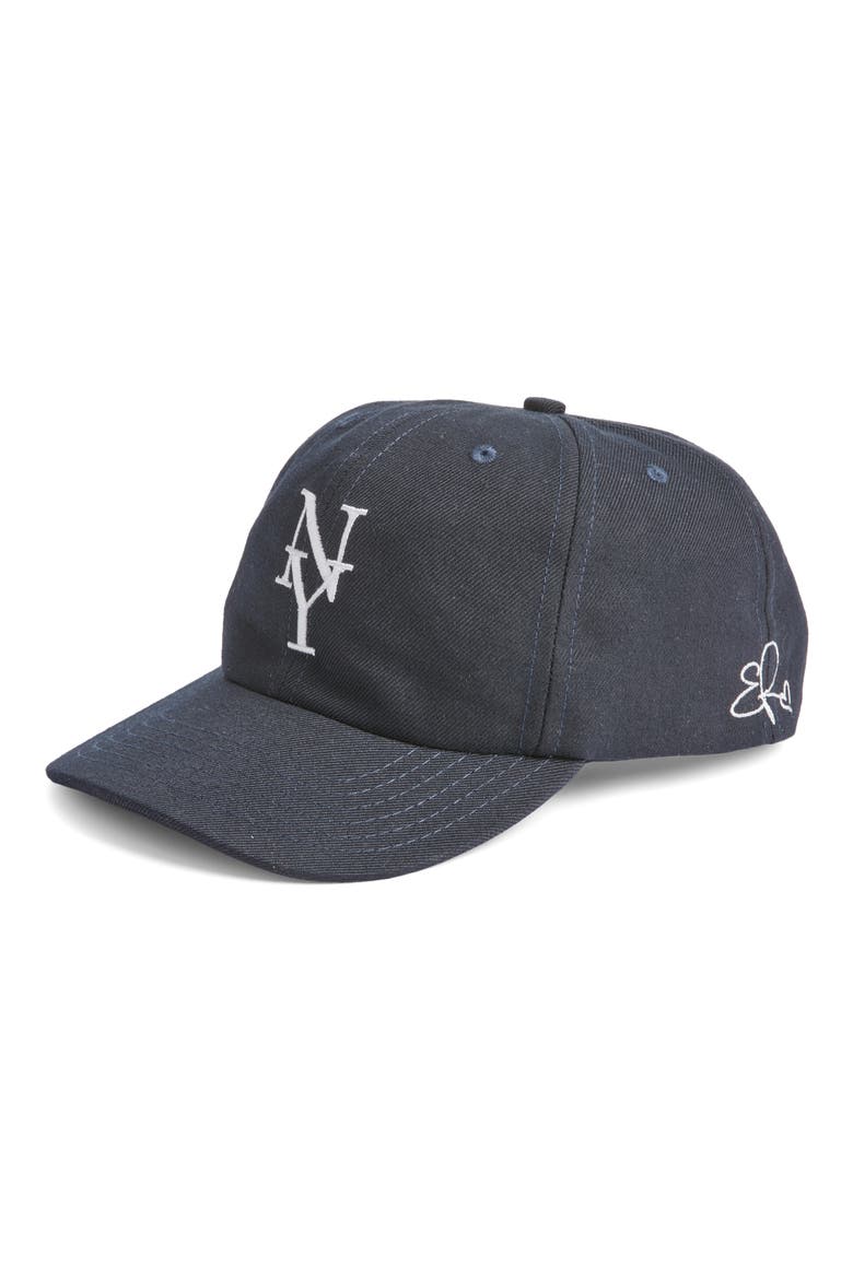 x EmRata Wool Blend Baseball Cap, Main, color, NY HILLTOP NAVY