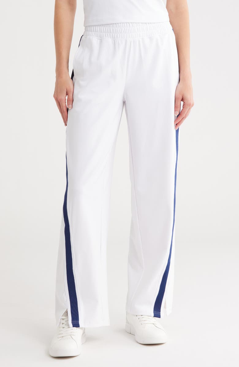 90 DEGREE BY REFLEX Contrast Stripe Pants, Main, color, White-White-Blueprint