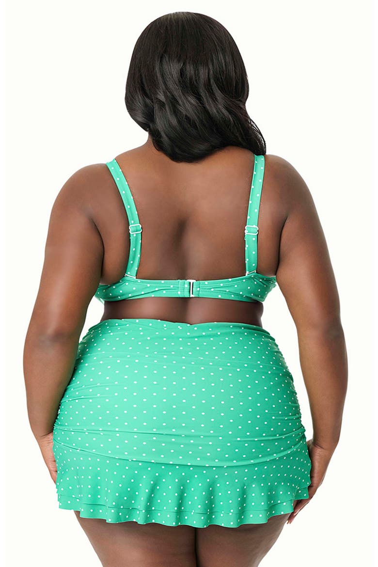 Plus Size Molded Cup & Bow Swim Top, Alternate, color, Green/White Dot