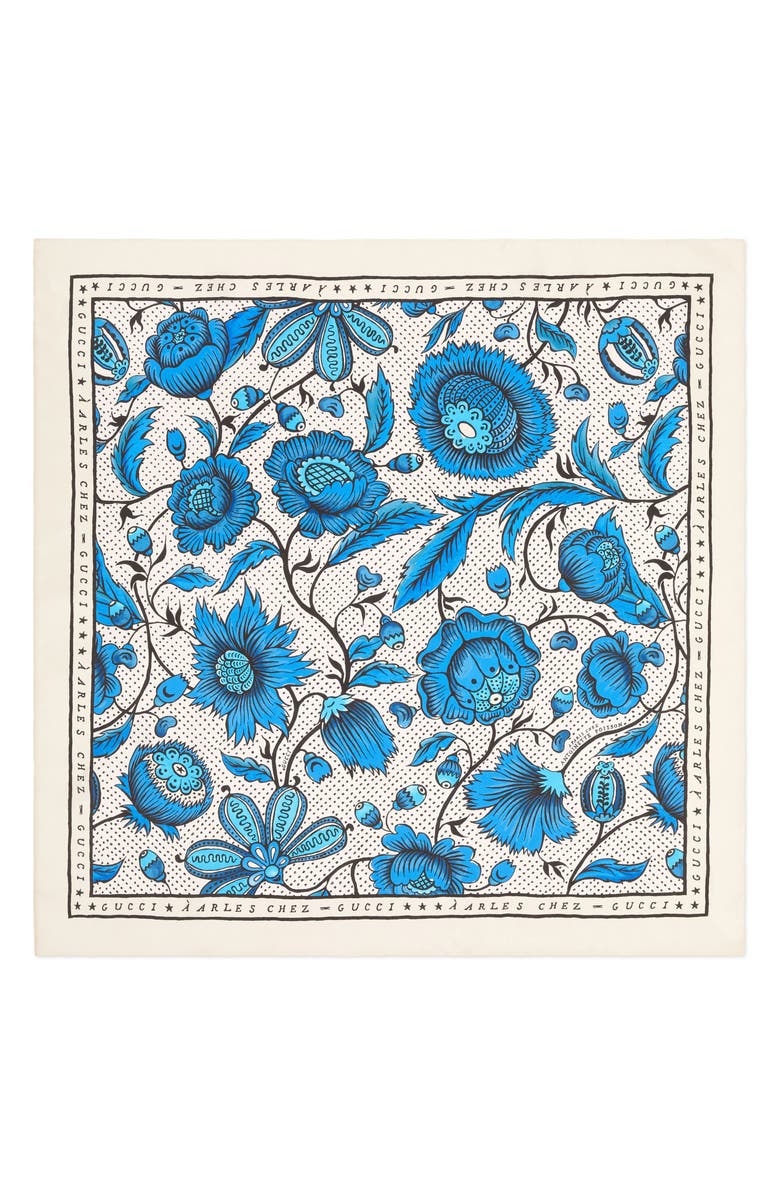 Gucci Alsaciard Floral Silk Twill Scarf, Main, color, 