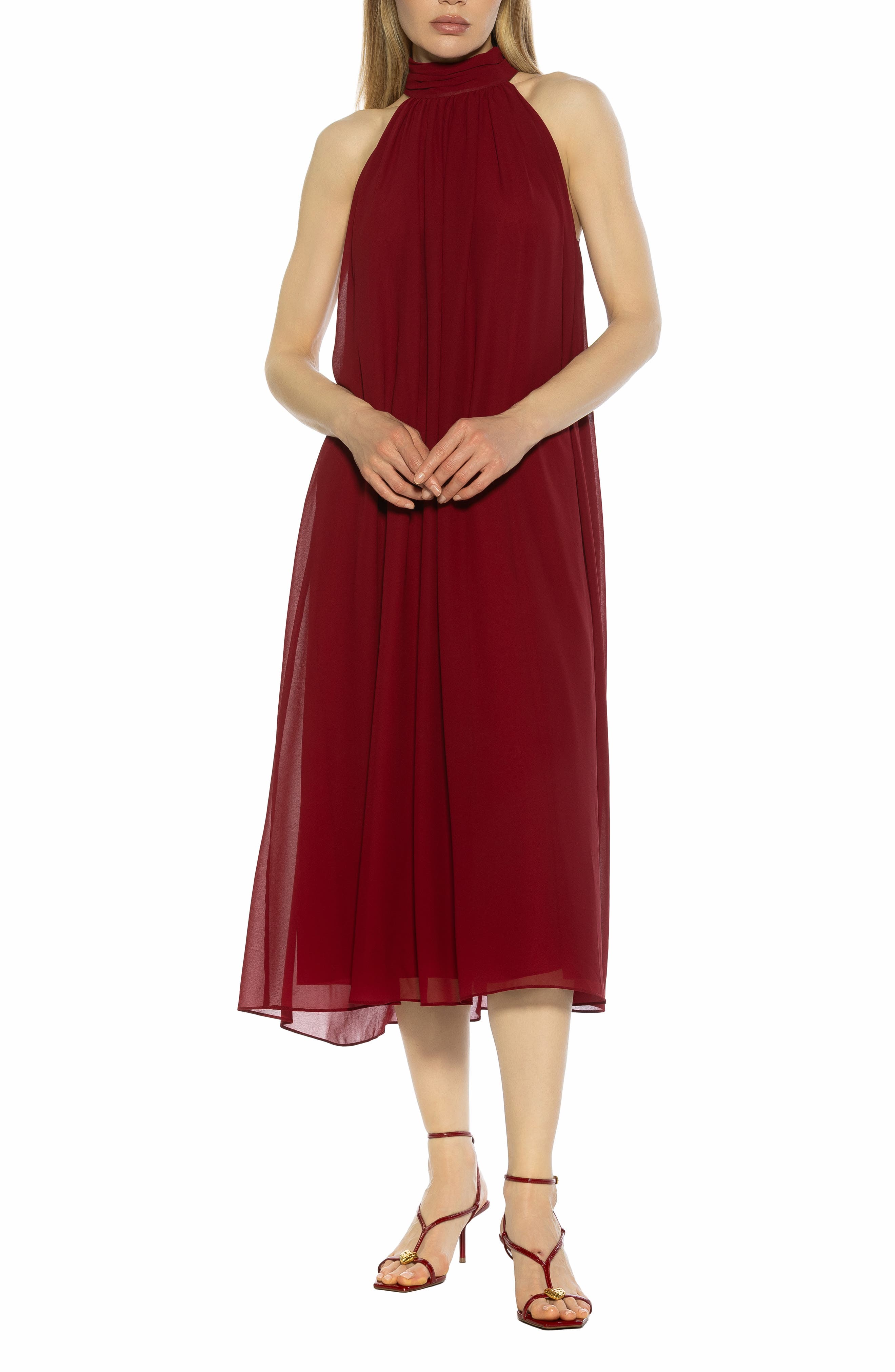 Suri Mock Neck Sleeveless Chiffon Midi Dress