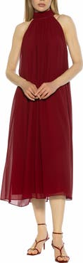 Alexia Admor Suri Mock Neck Sleeveless Chiffon Midi Dress