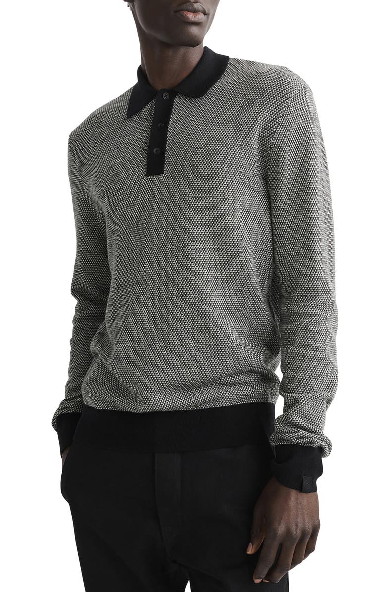 rag & bone Harrow Wool Blend Long Sleeve Polo, Main, color,