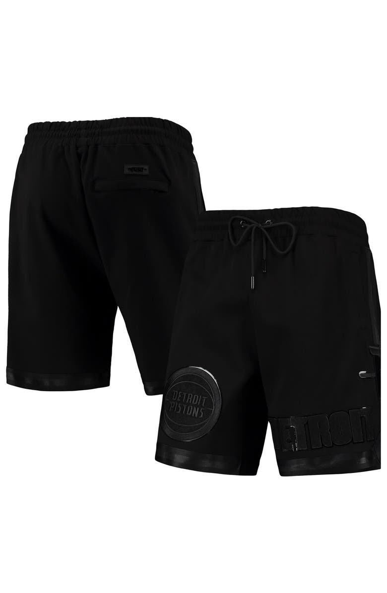 PRO STANDARD Men's Pro Standard Detroit Pistons Triple Black Gloss Shorts, Main, color, Black