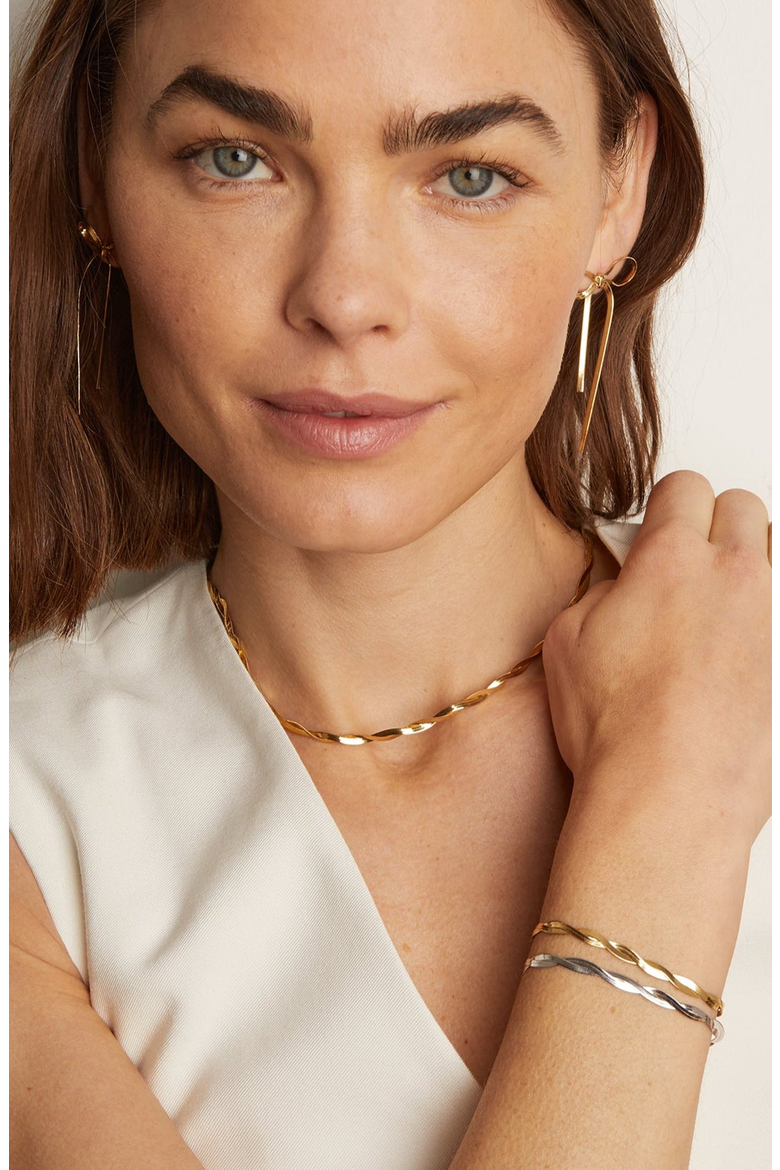 Herringbone Twist Necklace, Alternate, color, Yellow Gold Vermeil