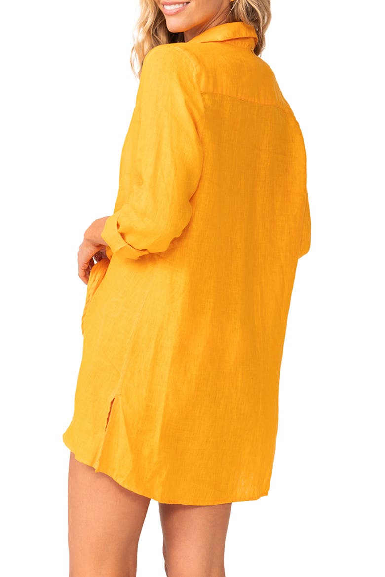 Millie Tie Front Linen Cover-Up, Alternate, color, MANGO TANGO