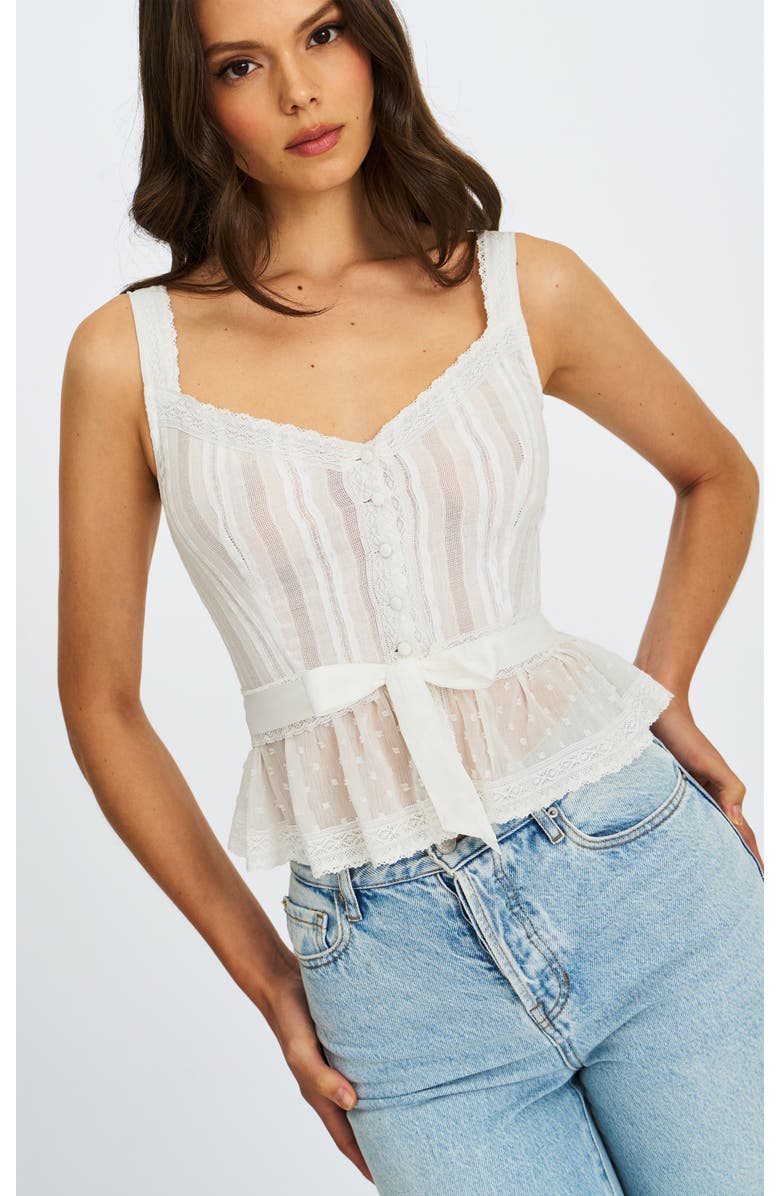 Miss Circle Aliya Cotton Poplin Button Up Sleeveless Top, Main, color, White