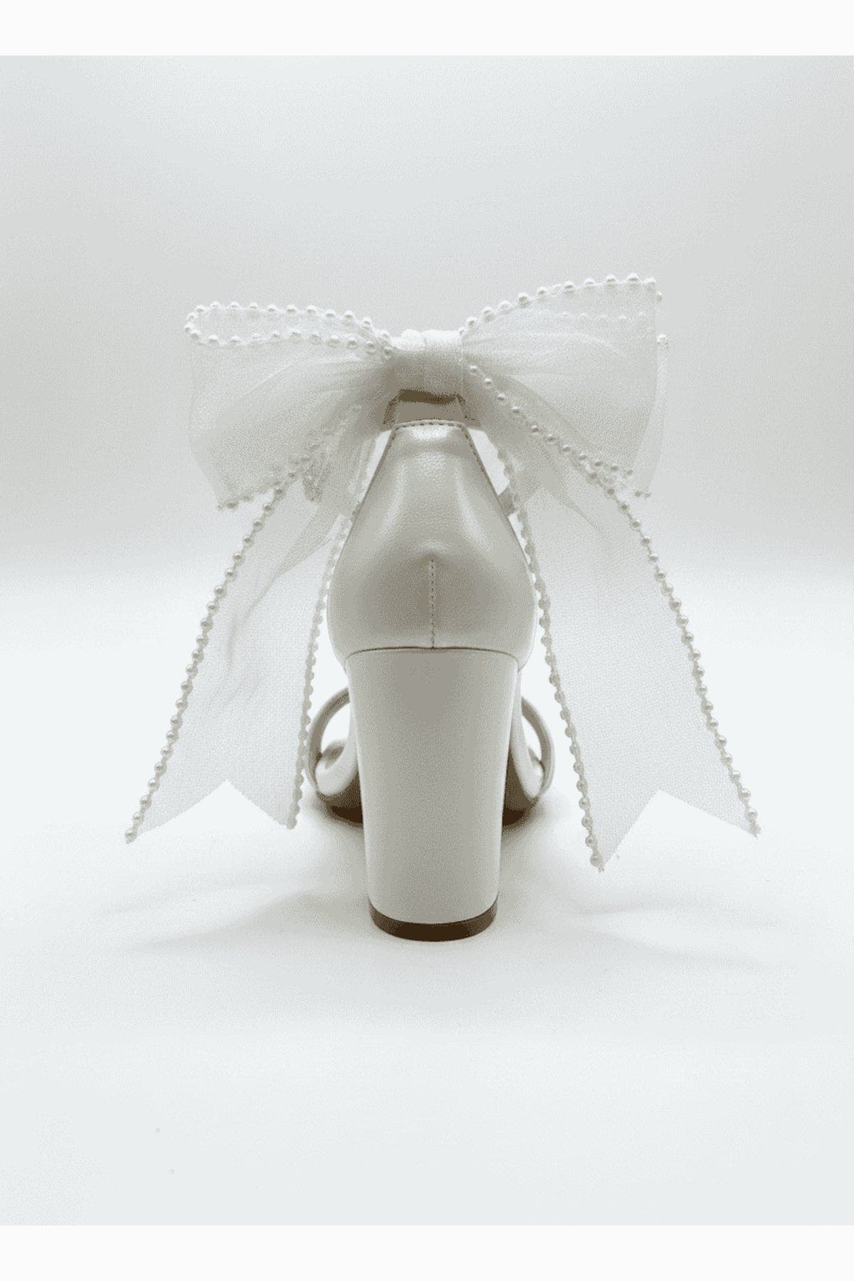 Forever & Always Shoes Evarose Bow Detail Block Heel Bridal Sandal, Alternate, color, Ivory