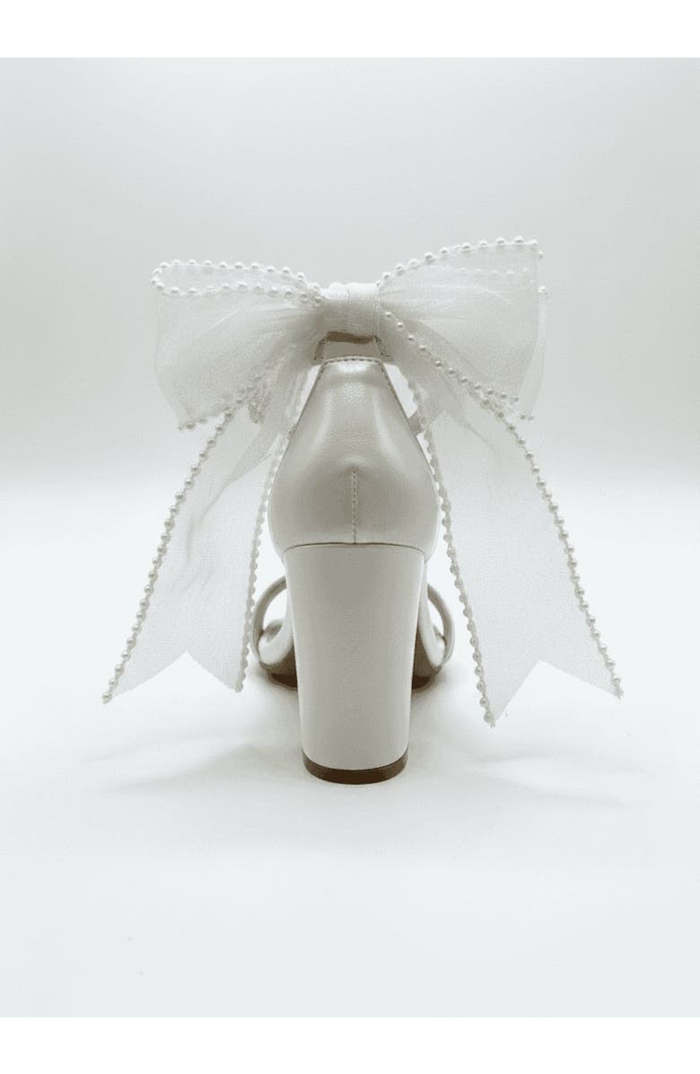 Forever & Always Shoes Evarose Bow Detail Block Heel Bridal Sandal, Alternate, color, Ivory