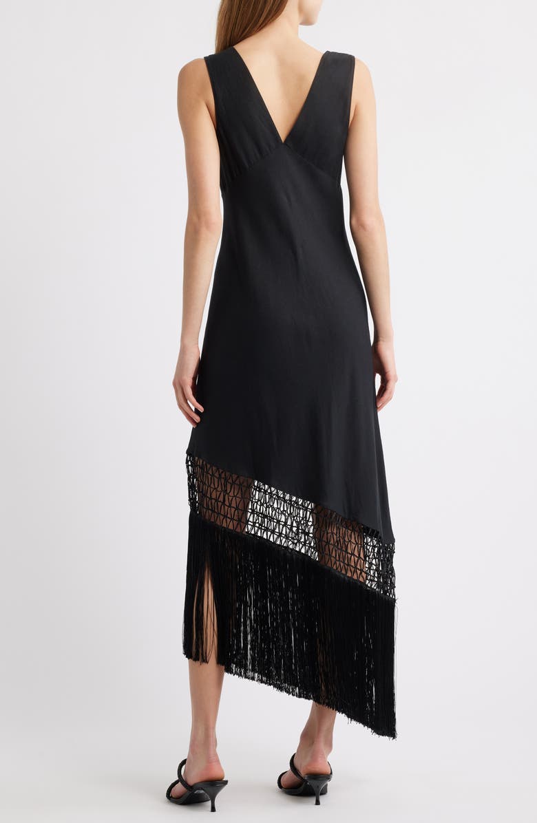 Rails Tamara Asymmetric Sleeveless Fringe Accent Dress, Alternate, color, Black