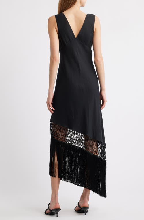 Rails Tamara Asymmetric Sleeveless Fringe Accent Dress In Black