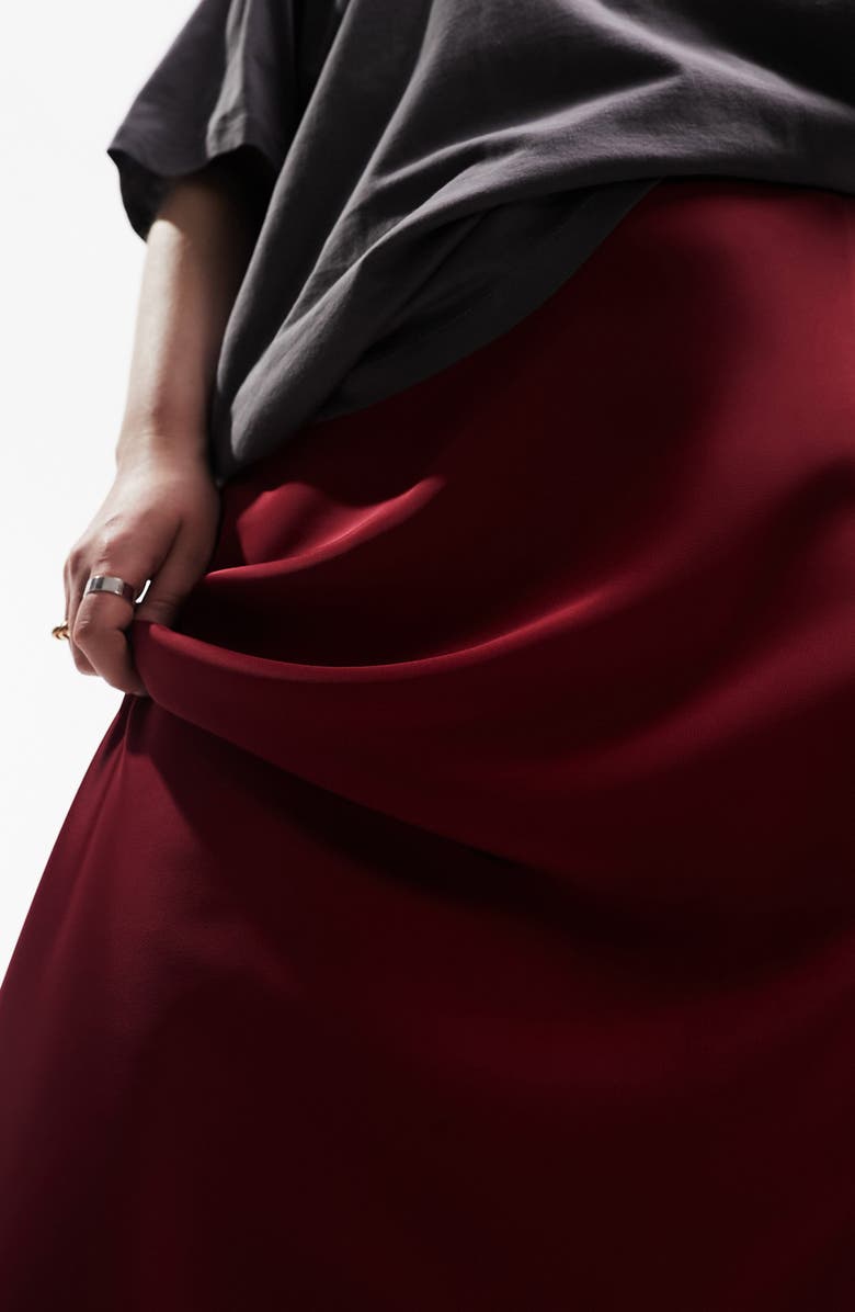 ASOS DESIGN Curve Satin Midi Skirt, Alternate, color,
