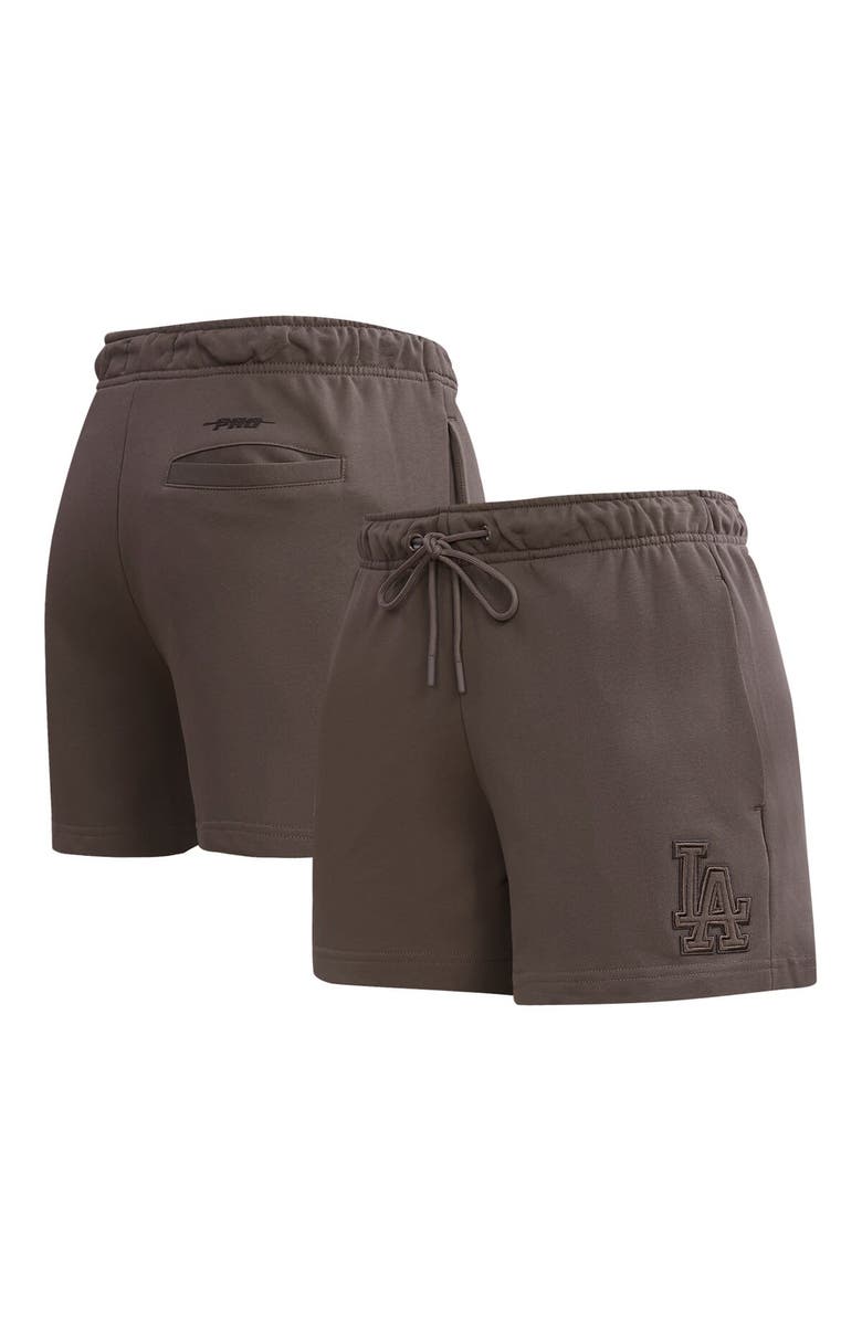 PRO STANDARD Women's Pro Standard Brown Los Angeles Dodgers Neutral Fleece Shorts, Main, color, 
