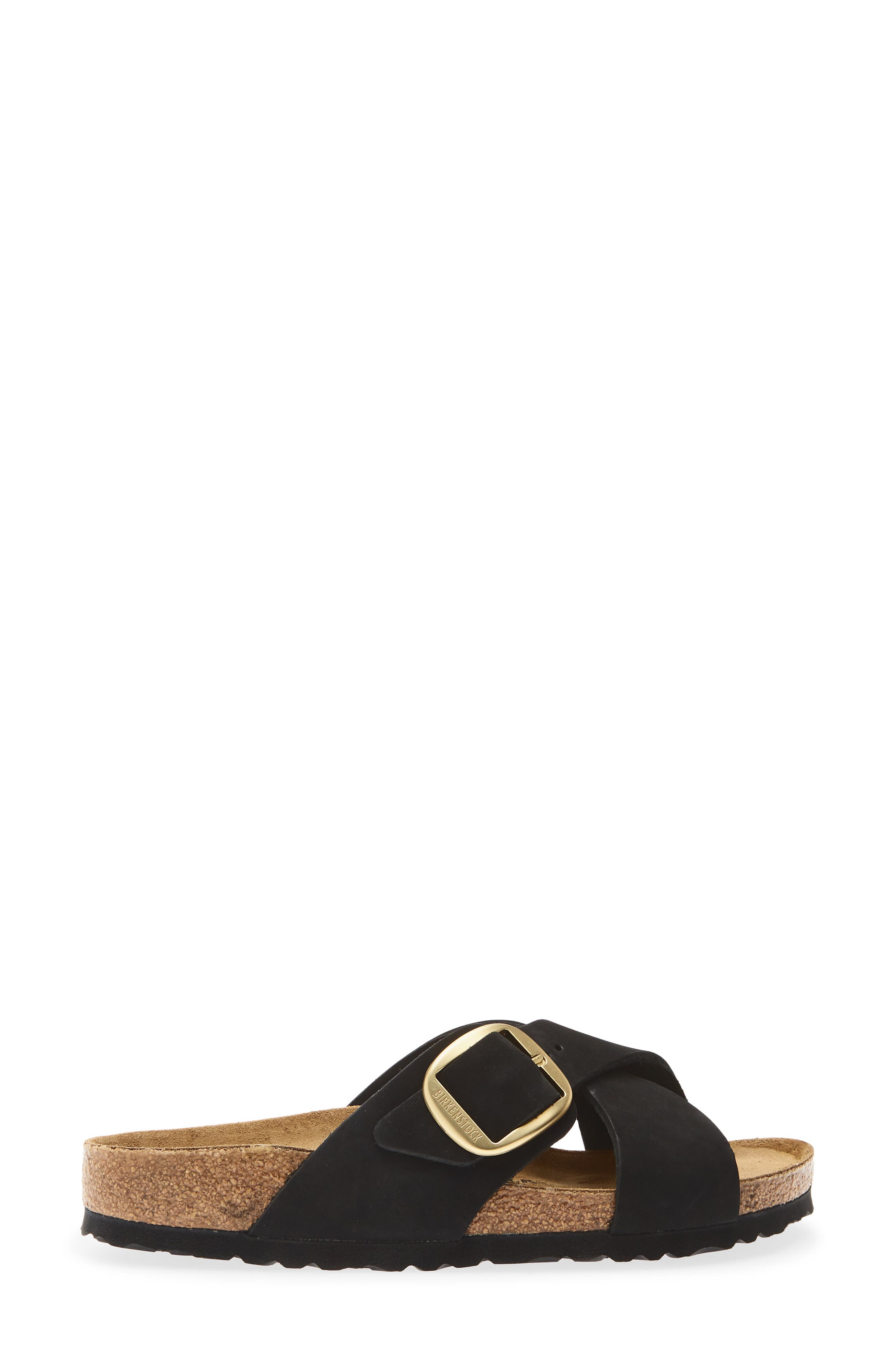 Siena Big Buckle Slide Sandal, Alternate, color, BLACK