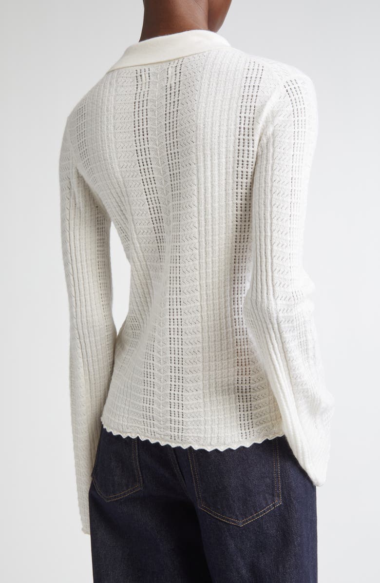 LOULOU DE SAISON Tiha Long Sleeve Wool & Cashmere Polo Sweater, Alternate, color, Ivory