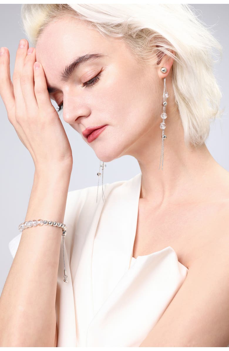 Classicharms FrostLily Azeztulite Crystal and Bead Drop Earrings, Alternate, color, Silver