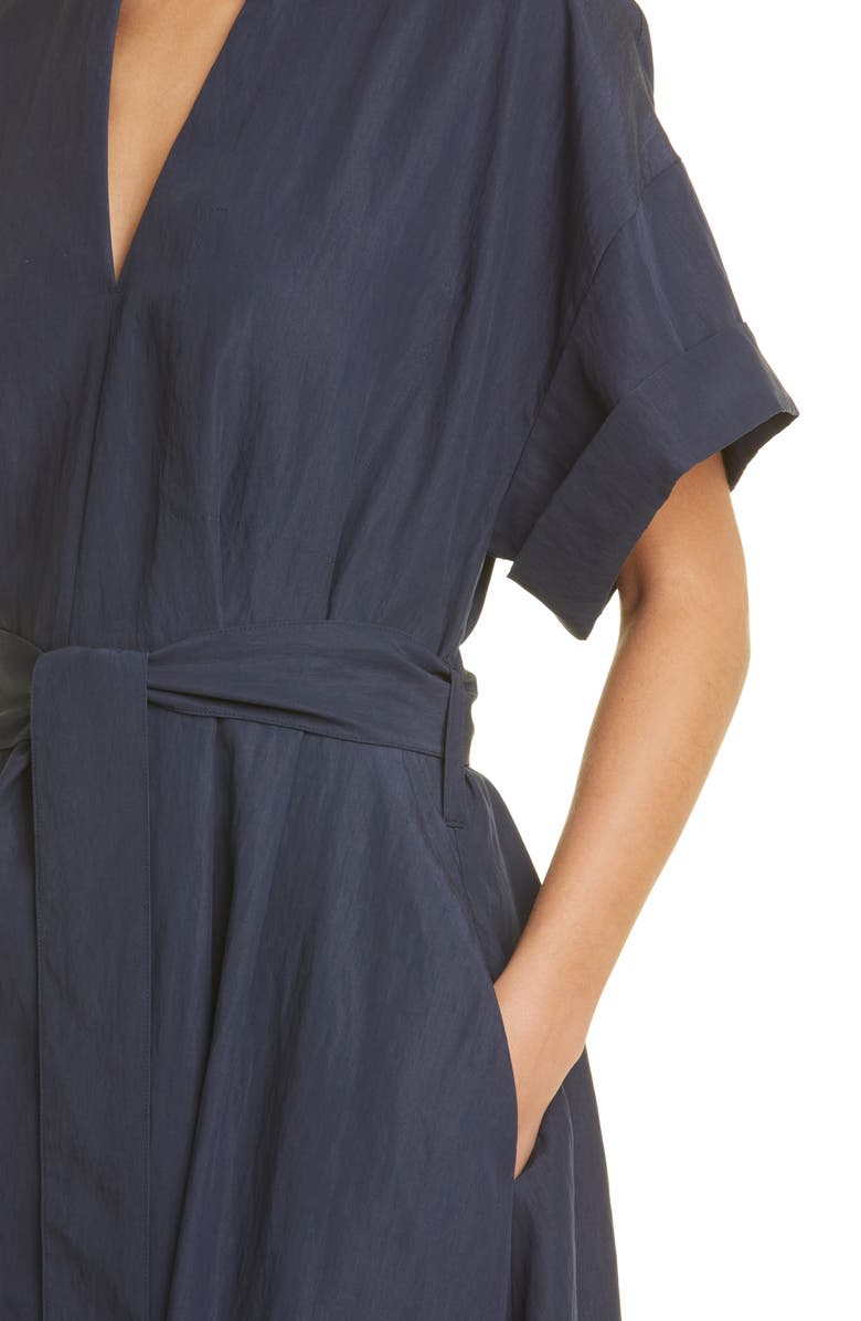 Vince Split Neck Stretch Cotton Dress, Alternate, color, 