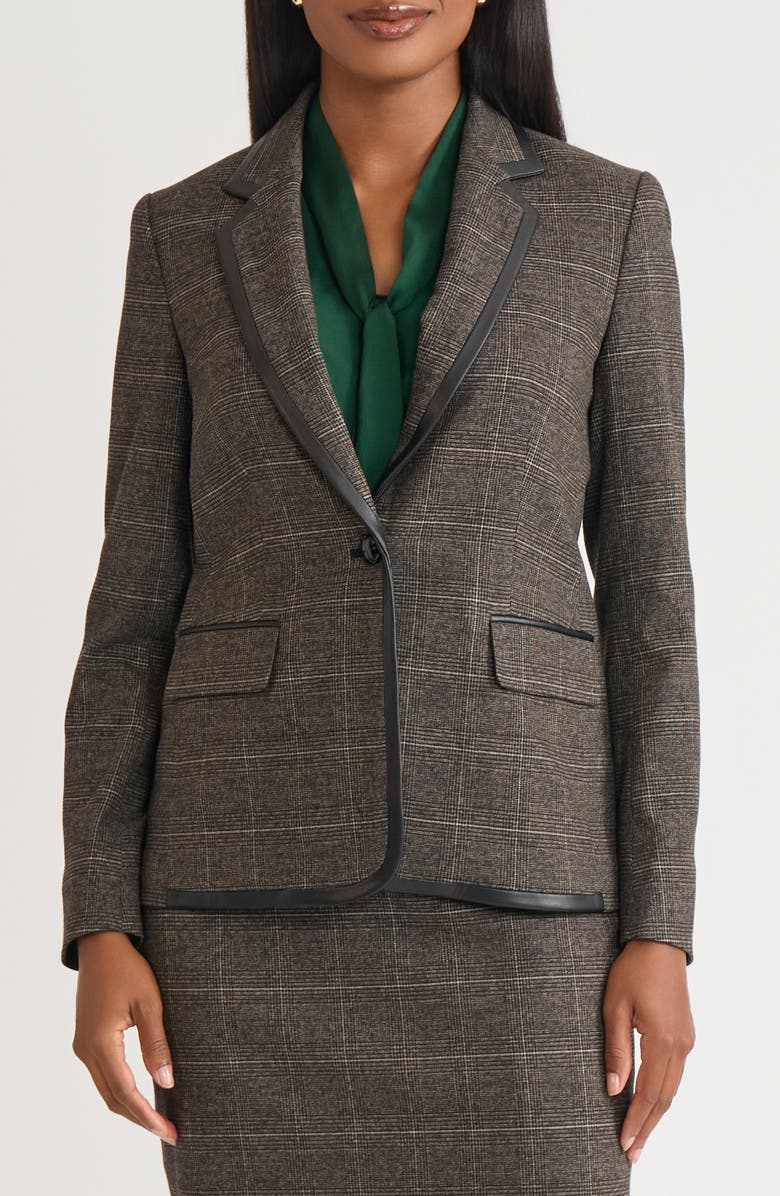 KASPER Windowpane Plaid Jacket, Main, color, Black Multi